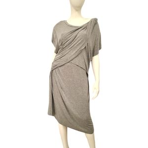 Latched Mama Gray Draped Jersey Midi Dress
